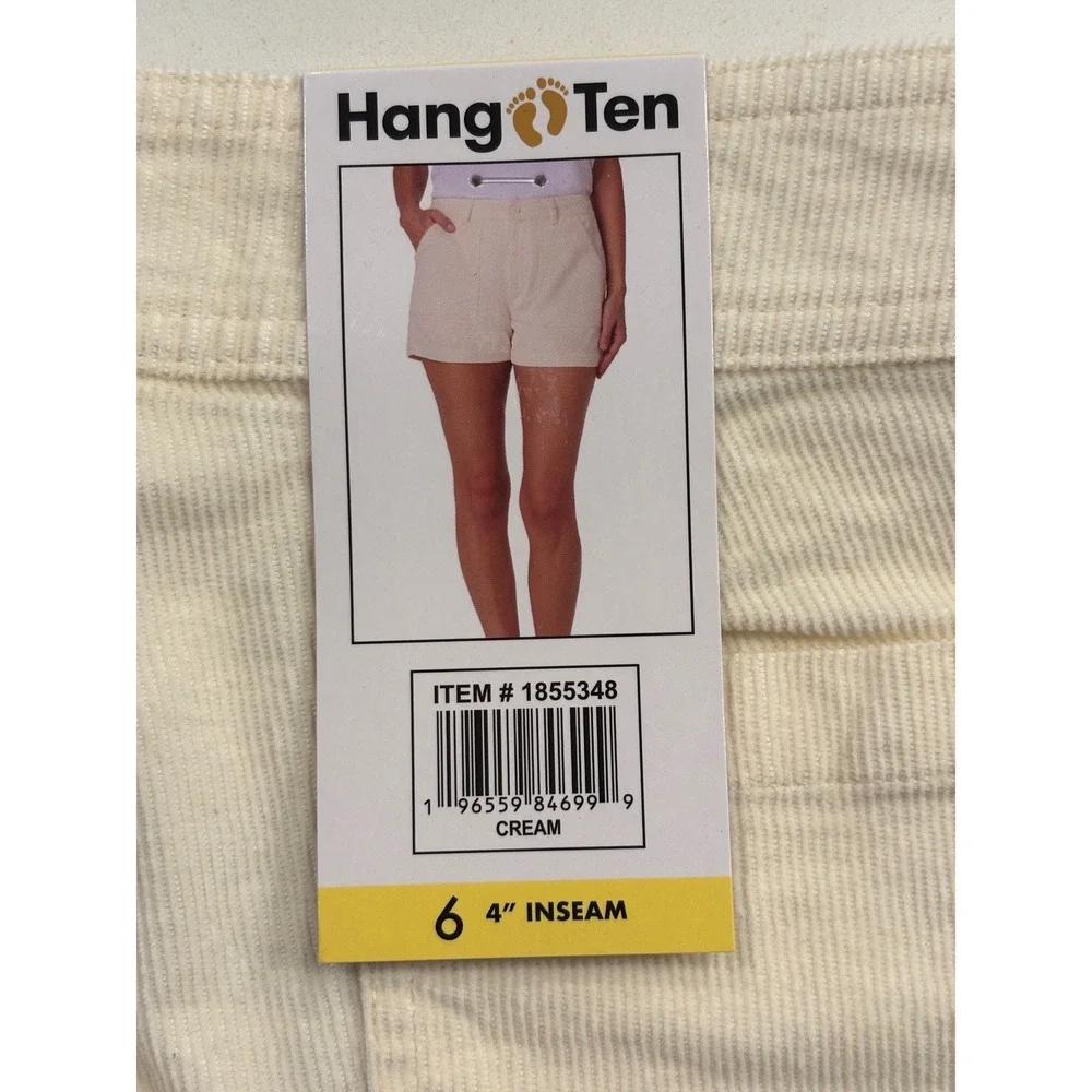 Hang Ten size 6 Corduroy Shorts Womens Cream beach surf vacation